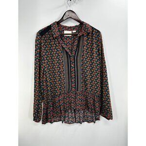 Maeve By Anthropologie Womens Blue Janie Flounced Peasant Blouse Top Size 8